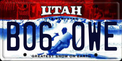 UT license plate B060WE