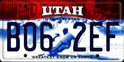 UT license plate B062EF