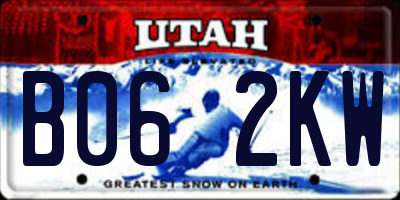 UT license plate B062KW