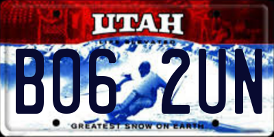 UT license plate B062UN