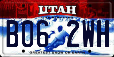 UT license plate B062WH