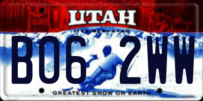UT license plate B062WW