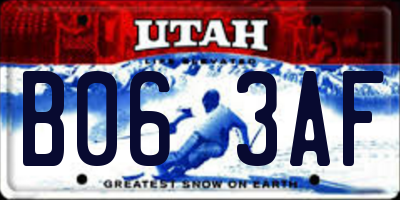 UT license plate B063AF