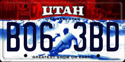 UT license plate B063BD