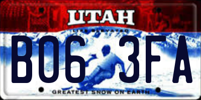 UT license plate B063FA