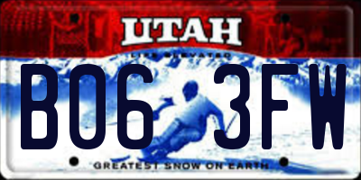 UT license plate B063FW