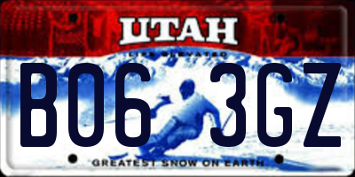 UT license plate B063GZ