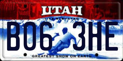 UT license plate B063HE