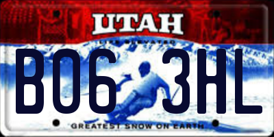 UT license plate B063HL