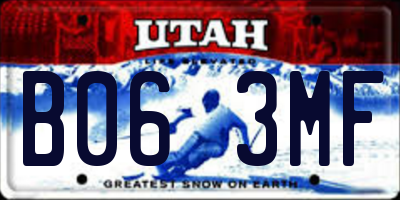 UT license plate B063MF