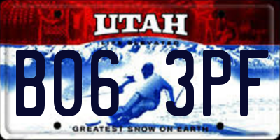 UT license plate B063PF