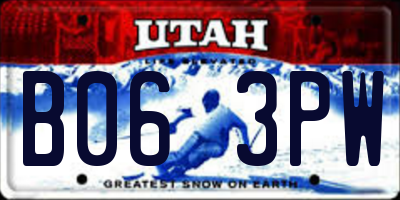UT license plate B063PW