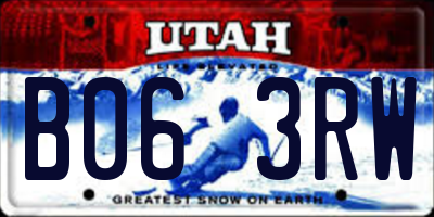 UT license plate B063RW