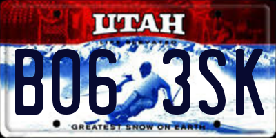 UT license plate B063SK
