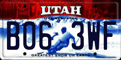 UT license plate B063WF