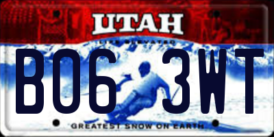 UT license plate B063WT