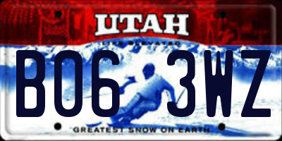 UT license plate B063WZ