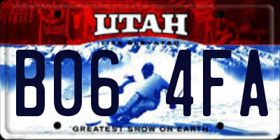 UT license plate B064FA