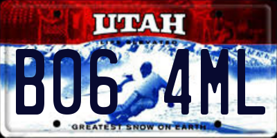 UT license plate B064ML