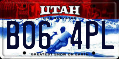 UT license plate B064PL