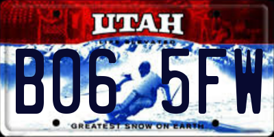 UT license plate B065FW