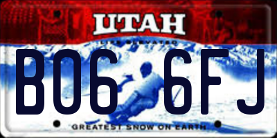 UT license plate B066FJ