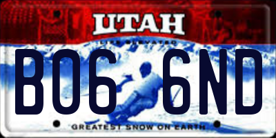 UT license plate B066ND