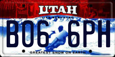 UT license plate B066PH