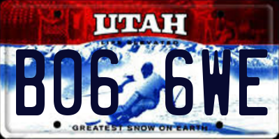 UT license plate B066WE
