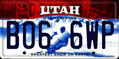 UT license plate B066WP