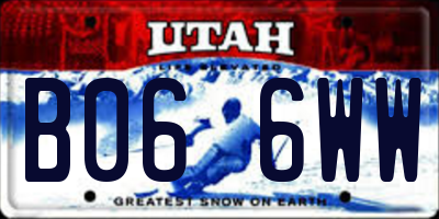 UT license plate B066WW