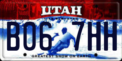 UT license plate B067HH