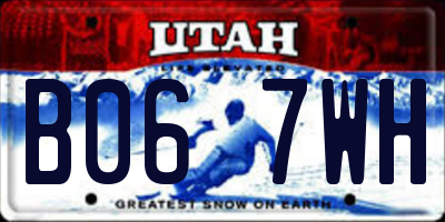 UT license plate B067WH