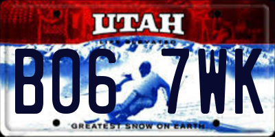 UT license plate B067WK