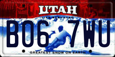 UT license plate B067WU