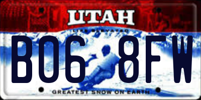 UT license plate B068FW
