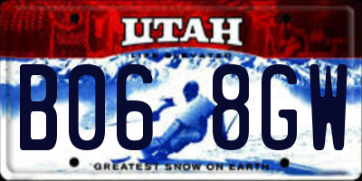 UT license plate B068GW