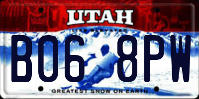 UT license plate B068PW