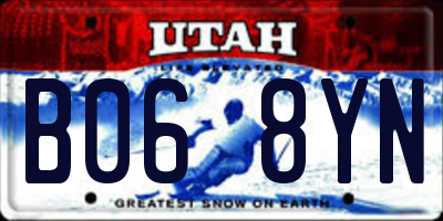 UT license plate B068YN