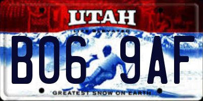 UT license plate B069AF