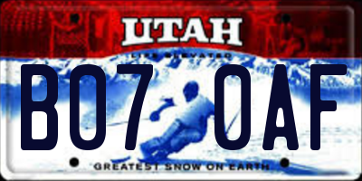 UT license plate B070AF