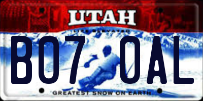 UT license plate B070AL