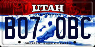 UT license plate B070BC