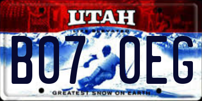 UT license plate B070EG