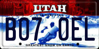 UT license plate B070EL