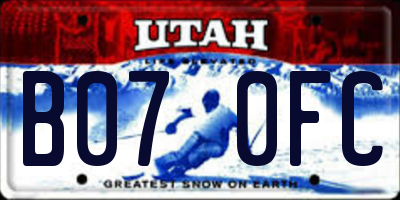 UT license plate B070FC