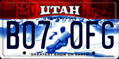 UT license plate B070FG