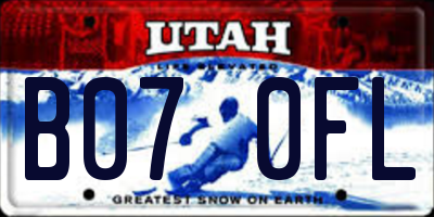 UT license plate B070FL
