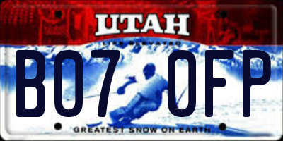 UT license plate B070FP
