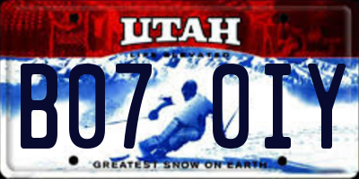 UT license plate B070IY